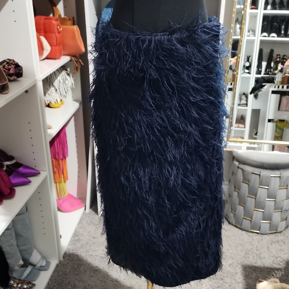 COS Navy Feathered Pencil Skirt - Picture 1 of 3